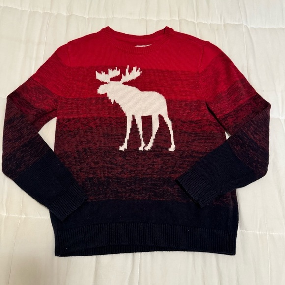 Abercrombie Boy 9/10  Kids Sweater Moose pullover red ambre - Picture 1 of 7